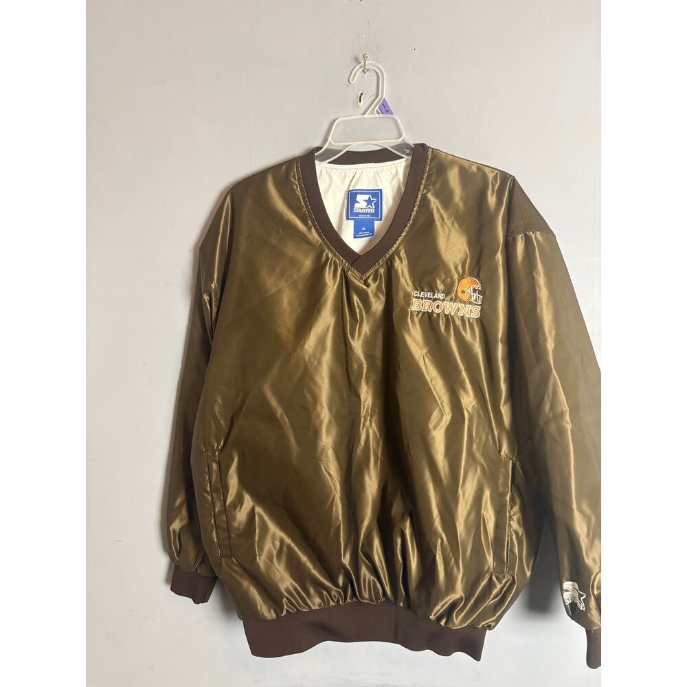 Vintage Cleveland Browns Starter Satin Pullover Jacket XL Brown NFL 90s USA